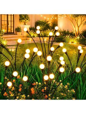 4 Pack Solar Garden Lights - 32 LEDs Outdoor Decor, Firefly String Lights